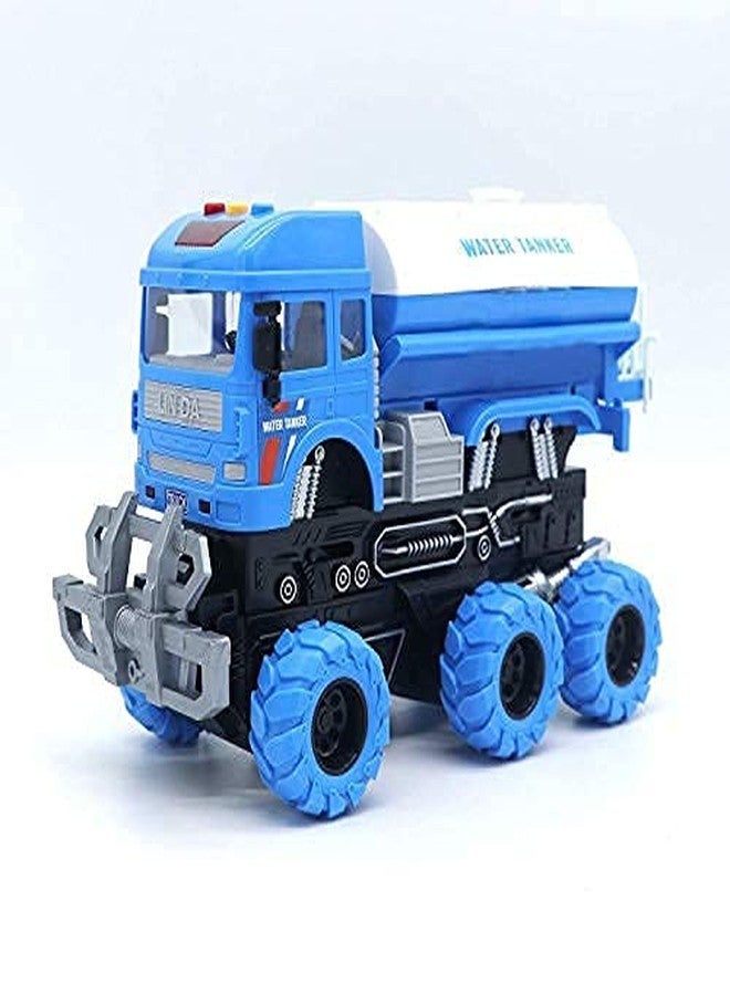 Oupstrive 6x6 Wheeler Safety Truck Tanker Truck Toy Friction Powered Unbreakable Truck with Light & Sound Engineering Toys for Boys and Girls (Water Tanker) - Image 1